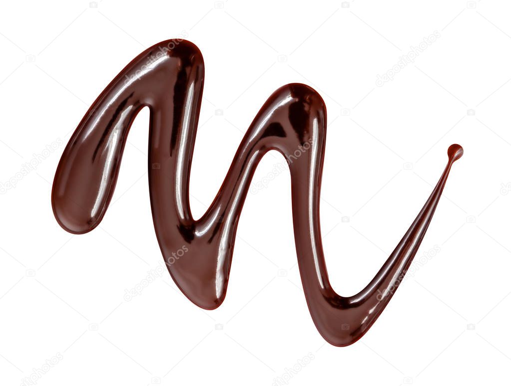 melt chocolate drop on white background