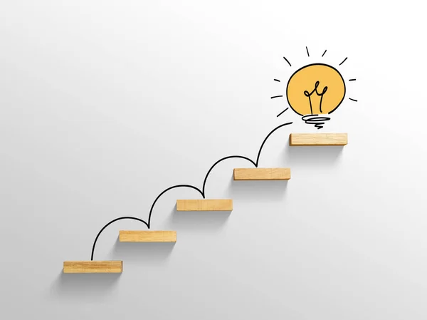 light bulb on stairs, increase size, business successful concept