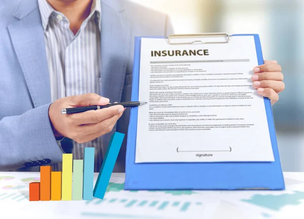 Businessman Present Insurance Paper Document Plan — Stock Photo, Image