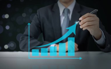 işadamı mevcut yükselen grafiği, iş büyüme kavramı