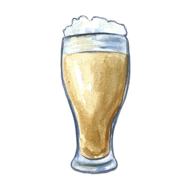 el çizilmiş suluboya oktoberfest seti, kupalar ve bira bardak, hop bitki, aperatifler, sosis ve kraker, el çizilmiş illüstrasyon