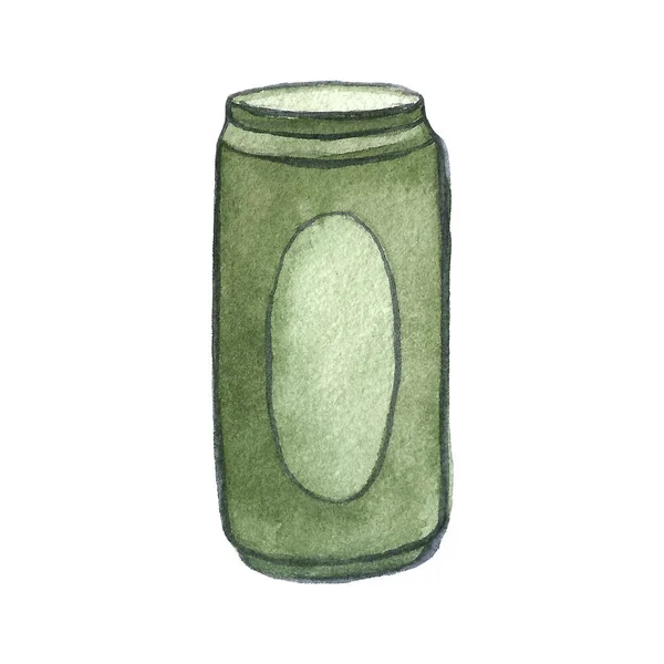 Handritad akvarell Oktoberfest set, muggar och glas öl, hop Plant, snacks, korv och pretzels, handritad illustration — Stockfoto