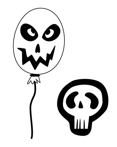 Halloween iconen: dunne monochroom icon set, zwart-wit Kit. Griezelig en grappig Jack gezicht, vleermuis, belettering. — Stockvector