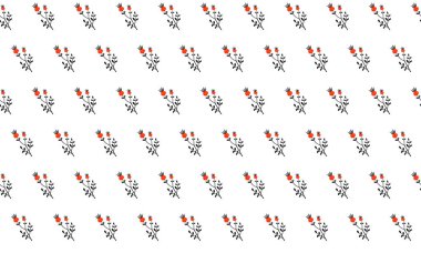 El çizilmiş basit ilkel çiçek botanik köpek dikişsiz desen gül. Sonbahar, sonbahar, hasat