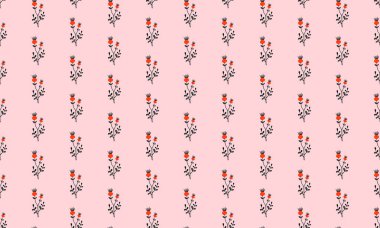 El çizilmiş basit ilkel çiçek botanik köpek dikişsiz desen gül. Sonbahar, sonbahar, hasat