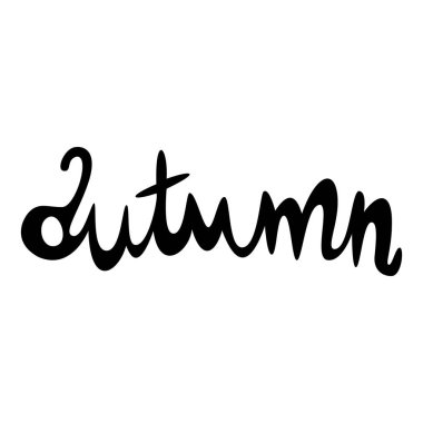 Vektör el çizilmiş harf sonbahar tipografi kaligrafisi. Basit siyah çizgiler.