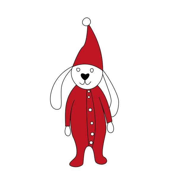 Feliz Año Nuevo 2020. Conjunto de pequeños juguetes de dibujos animados lindo. Año nuevo y personajes de Navidad. Animales de Navidad ilustración simple para tarjetas de felicitación, calendarios, impresiones, etc. Ilustración vectorial — Vector de stock