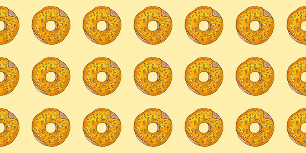 Donuts coloridos aquarela desenhada à mão no esmalte em um fundo branco. Padrão sem emenda, conjunto de esboços, moldura. Comida doce — Fotografia de Stock