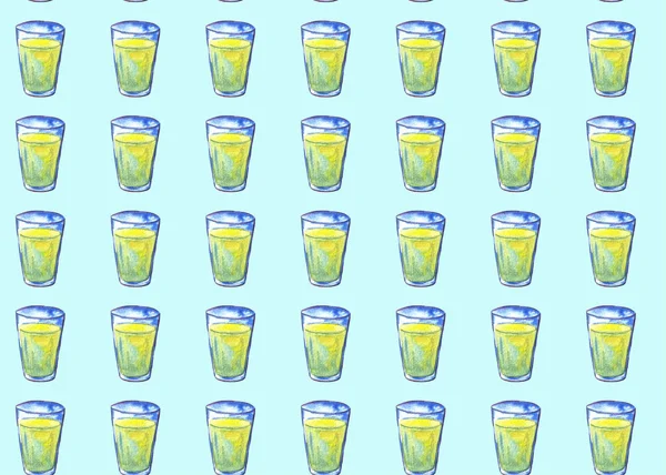 Egy pohár finom koktél ital lé, gyönyörű háttérrel, zökkenőmentes mintát. Nyár, strandalkohol — Stock Fotó