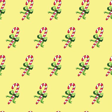 Noel zencefilli çörek dikişsiz desen. Renkli arka planda zencefilli kurabiyeler. Suluboya illüstrasyon. Duvar kağıdı için Sevimli Xmas arka plan, hediye kağıdı, desen dolgular, tekstil, tebrik kartları