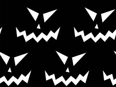 Cadılar Bayramı oyma jak ı ile dikişsiz desen siyah arka plan üzerinde siluetler yüzleri. Not defteri dijital kağıt, tekstil baskı, sayfa dolgu için kullanılabilir. Vektör çizimi