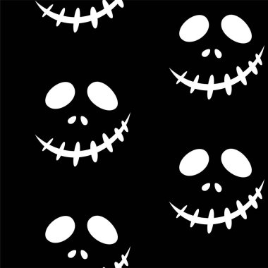 Cadılar Bayramı oyma jak ı ile dikişsiz desen siyah arka plan üzerinde siluetler yüzleri. Not defteri dijital kağıt, tekstil baskı, sayfa dolgu için kullanılabilir. Vektör çizimi