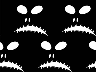 Cadılar Bayramı oyma jak ı ile dikişsiz desen siyah arka plan üzerinde siluetler yüzleri. Not defteri dijital kağıt, tekstil baskı, sayfa dolgu için kullanılabilir. Vektör çizimi