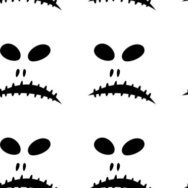 Cadılar Bayramı oyma jak ı ile dikişsiz desen siyah arka plan üzerinde siluetler yüzleri. Not defteri dijital kağıt, tekstil baskı, sayfa dolgu için kullanılabilir. Vektör çizimi