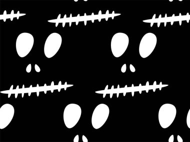 Cadılar Bayramı oyma jak ı ile dikişsiz desen siyah arka plan üzerinde siluetler yüzleri. Not defteri dijital kağıt, tekstil baskı, sayfa dolgu için kullanılabilir. Vektör çizimi