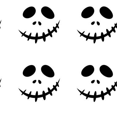 Cadılar Bayramı oyma jak ı ile dikişsiz desen siyah arka plan üzerinde siluetler yüzleri. Not defteri dijital kağıt, tekstil baskı, sayfa dolgu için kullanılabilir. Vektör çizimi