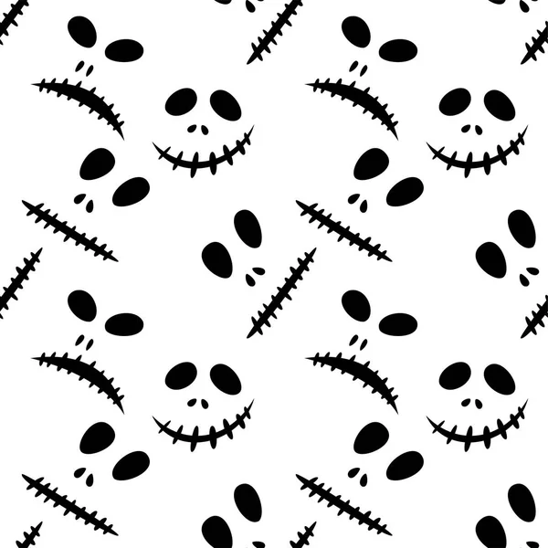 Cadılar Bayramı oyma jak ı ile dikişsiz desen siyah arka plan üzerinde siluetler yüzleri. Not defteri dijital kağıt, tekstil baskı, sayfa dolgu için kullanılabilir. Vektör çizimi