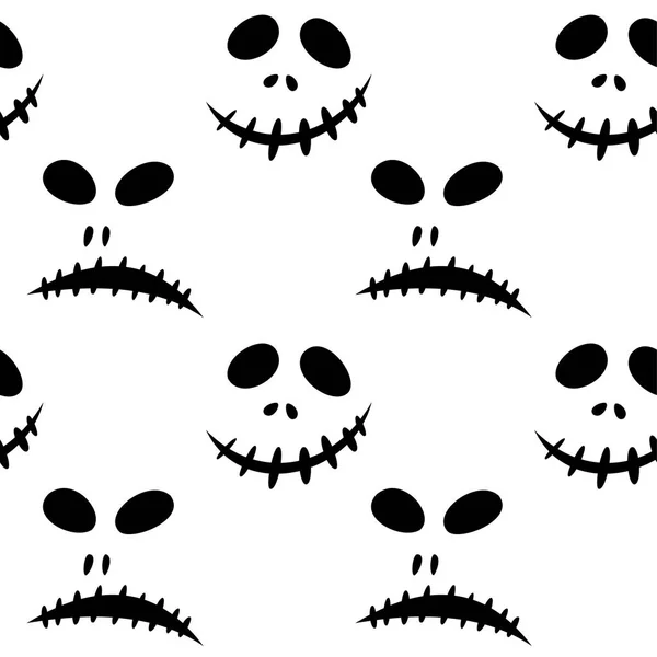 Sömlöst mönster med Halloween snidade Jack ansikten silhuetter på svart bakgrund. Kan användas för scrapbook Digital Paper, textiltryck, sida fyllning. Vektor illustration — Stock vektor