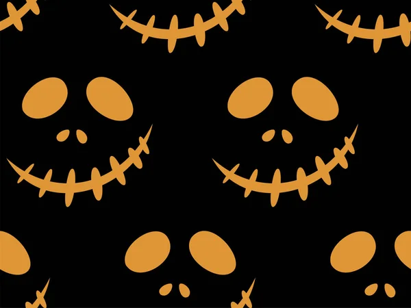 Sömlöst mönster med Halloween snidade Jack ansikten silhuetter på svart bakgrund. Kan användas för scrapbook Digital Paper, textiltryck, sida fyllning. Vektor illustration — Stock vektor