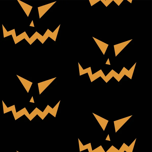 Seamless pattern with halloween carved jack faces silhouettes on black background. Can be used for scrapbook digital paper, textile print, page fill. Vector illustration — Stock Vector