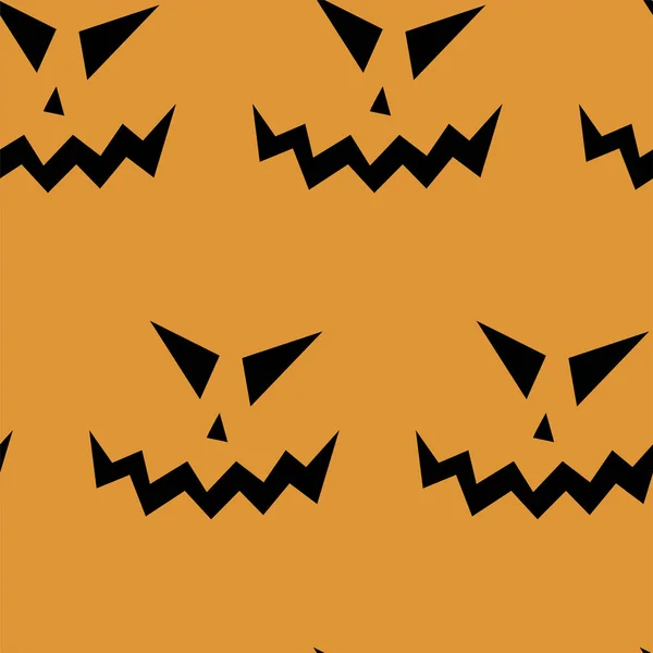 Nahtloses Muster mit zu Halloween geschnitzten Jack Faces Silhouetten auf schwarzem Hintergrund. kann für Sammelalbum digitales Papier, Textildruck, Seite füllen verwendet werden. Vektorillustration — Stockvektor