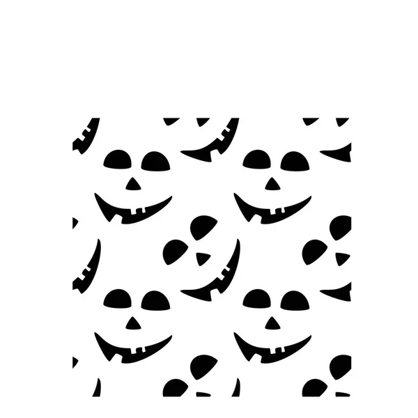 Sömlöst mönster med Halloween snidade Jack ansikten silhuetter på svart bakgrund. Kan användas för scrapbook Digital Paper, textiltryck, sida fyllning. Vektor illustration — Stock vektor