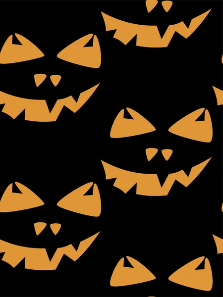 Motif sans couture avec jack sculpté halloween fait face à des silhouettes sur fond noir. Peut être utilisé pour le papier numérique scrapbook, impression textile, remplissage de page. Illustration vectorielle — Image vectorielle