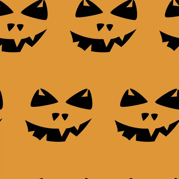 Varrat nélküli mintázat a Halloween faragott Jack arcok sziluettek fekete háttér. Használható Scrapbook digitális papír, textil Print, oldal kitöltése. Vektoros illusztráció — Stock Vector