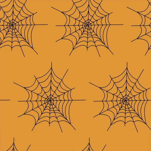 Bezproblémové vzory s Halloweenskou dýní na pavučinu. Lze použít pro digitální papír, textilní tisk, výplň stránek. Vektorová ilustrace — Stockový vektor