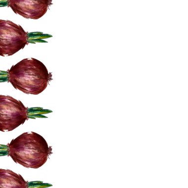 Soğan, biberiye ve sarımsak suluboya çizimler çerçeve ayarlayın. Sonbahar, sonbahar, hasat. Arka plan tekstili.