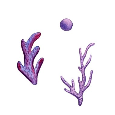 El boya suluboya mercan deniz okyanus simge seti tasarım hurda kitap kağıt, tekstil, web siteleri