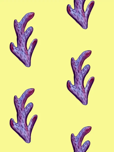 Farba ręczna akwarela Coral Sea Ocean bez szwu dla projektu księgi złomu, tekstylia, strony internetowe, wypełnienia wzoru — Zdjęcie stockowe