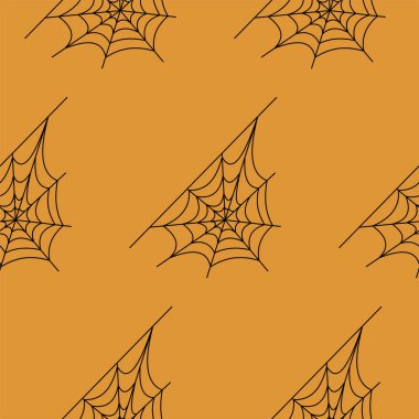 Beyaz siyah turuncu arka plan üzerinde Web dikişsiz vektör deseni. Cadılar Bayramı doku.