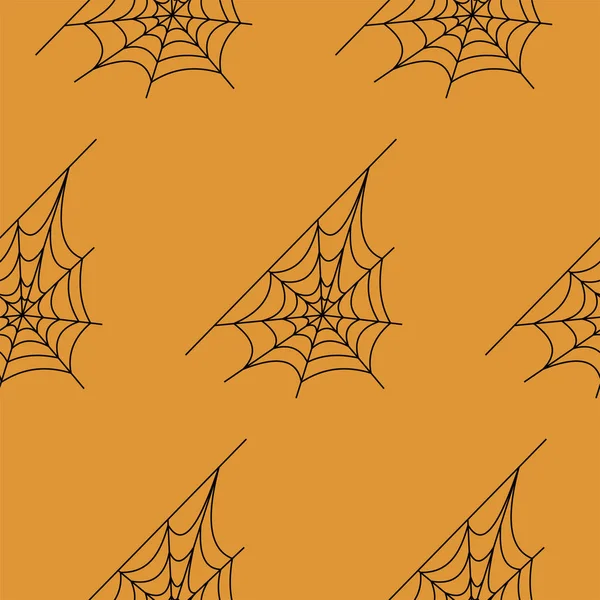 Modèle vectoriel sans couture Web sur fond blanc noir orange. Texture Halloween . — Image vectorielle