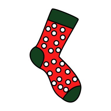 kış tatilleri çorap beyaz arka plan üzerinde izole. parlak renkli illüstrasyon. Yeni yıl, noel