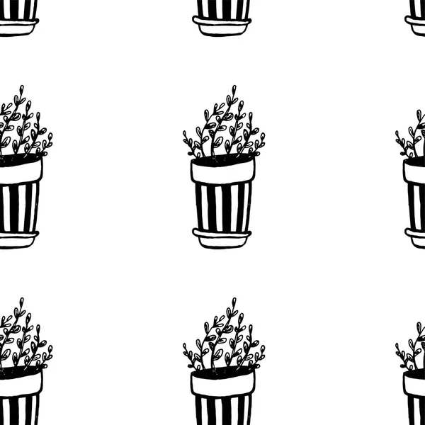 Ensemble de différentes plantes de maison dessinées à la main dans des pots. Plantes décoratives isolées : aloès, crassula, fleur pour modèle de conception, icône, carte cadeau. Illustration vectorielle de style croquis . — Image vectorielle