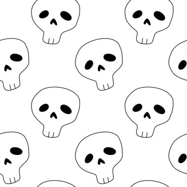 Vektör Happy Halloween sorunsuz desen, klasik paket simgeleri, Halloween tasarım için doodles elemanı. Cadılar Bayramı siluetleri seti. Siyah beyaz