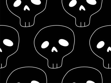 Vektör Happy Halloween sorunsuz desen, klasik paket simgeleri, Halloween tasarım için doodles elemanı. Cadılar Bayramı siluetleri seti. Siyah beyaz
