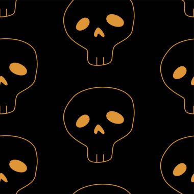 Vektör Happy Halloween sorunsuz desen, klasik paket simgeleri, Halloween tasarım için doodles elemanı. Cadılar Bayramı siluetleri seti. Siyah beyaz