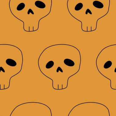 Vektör Happy Halloween sorunsuz desen, klasik paket simgeleri, Halloween tasarım için doodles elemanı. Cadılar Bayramı siluetleri seti. Siyah beyaz