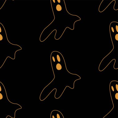 Vektör Happy Halloween sorunsuz desen, klasik paket simgeleri, Halloween tasarım için doodles elemanı. Cadılar Bayramı siluetleri seti. Siyah beyaz