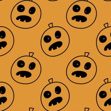 Vektör Happy Halloween sorunsuz desen, klasik paket simgeleri, Halloween tasarım için doodles elemanı. Cadılar Bayramı siluetleri seti. Siyah beyaz