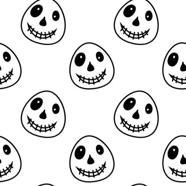 Vektör Happy Halloween sorunsuz desen, klasik paket simgeleri, Halloween tasarım için doodles elemanı. Cadılar Bayramı siluetleri seti. Siyah beyaz