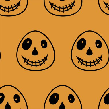 Vektör Happy Halloween sorunsuz desen, klasik paket simgeleri, Halloween tasarım için doodles elemanı. Cadılar Bayramı siluetleri seti. Siyah beyaz