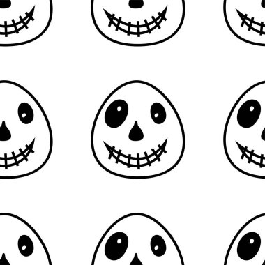 Vektör Happy Halloween sorunsuz desen, klasik paket simgeleri, Halloween tasarım için doodles elemanı. Cadılar Bayramı siluetleri seti. Siyah beyaz