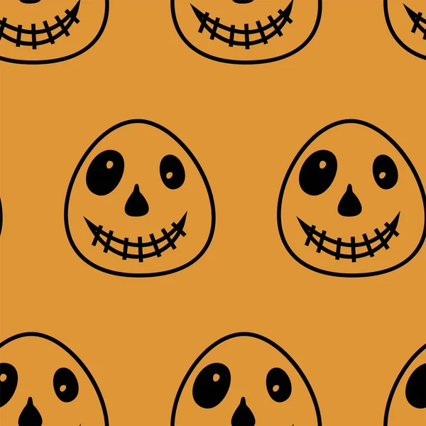 Vector Feliz Dia das Bruxas sem costura padrão, ícones de pacote clássico, elemento doodles para design de Halloween. Conjunto de silhuetas de Halloween. Preto e branco —  Vetores de Stock