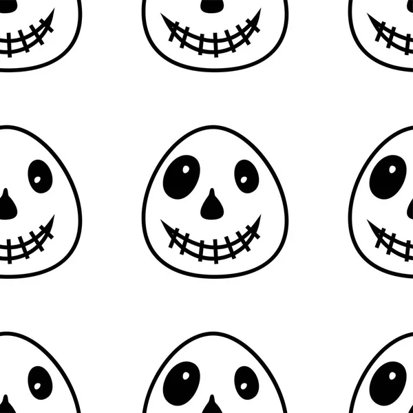 Vector Happy Halloween seamless pattern, classic bundle icons, doodles element for Halloween design. Набор силуэтов на Хэллоуин. Черное и белое — стоковый вектор