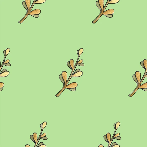 Акварельная иллюстрация желтых и красных осенних листьев, березовых листьев, рябины, клена, дуба. желуди, каштаны и орехи. Бесшовный шаблон, набор изолированных объектов — стоковое фото