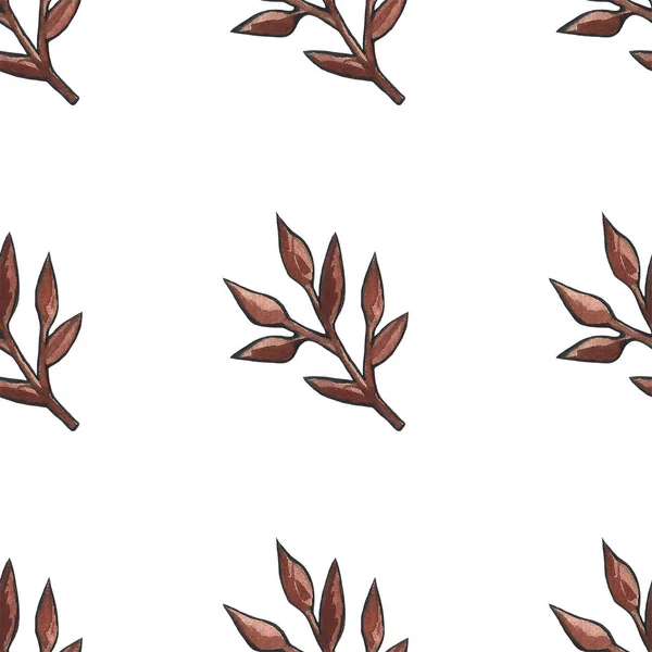 Απεικόνιση υδατογραφών από κίτρινα και κόκκινα φύλλα του φθινοπώρου, φύλλα σημύδας, τέφρα βουνού, σφενδάμι, βελανιδιά. κουκουνάρια, κάστανα και ξηρούς καρπούς. Χωρίς ραφή μοτίβο, σύνολο απομονωμένων αντικειμένων — Φωτογραφία Αρχείου