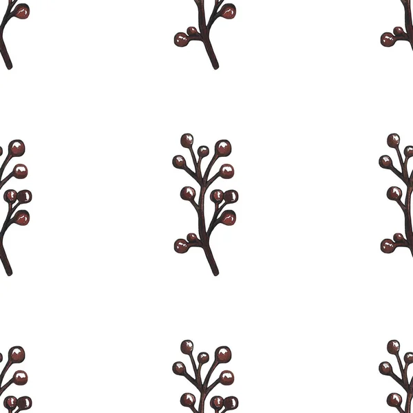 Ilustração aquarela de folhas de outono amarelas e vermelhas, folhas de vidoeiro, cinza de montanha, bordo, carvalho. bolotas, castanhas e nozes. Padrão sem costura, conjunto de objetos isolados — Fotografia de Stock